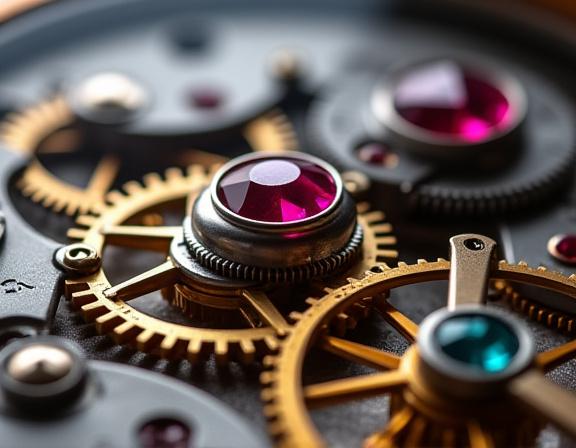 A macro photograph showing the intricate gears and jewels of an automatic watch movement, emphasizing precision engineering.